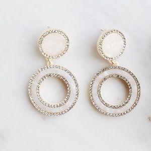 White Sea Glass Jeweled Hoops